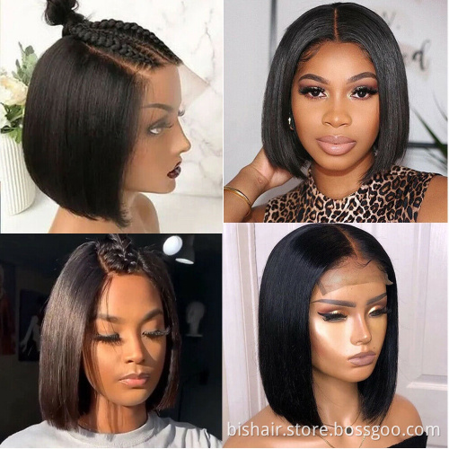 Cheap Price Short Bob Human Hair Wig,8inch-14inch Wholesale Brazilian Straight Hair Wig,4x4 Lace Front Closure Bob Wig For Women